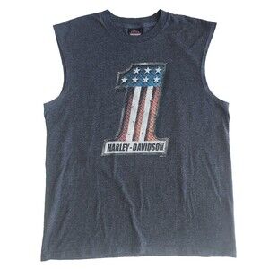 Mens Harley Davidson Dark Gray Roundhouse HD Altoona PA Muscle Shirt Size L